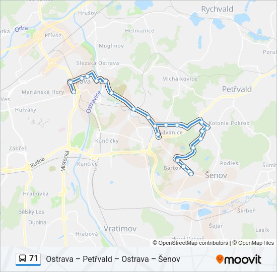Автобус 71: карта маршрута