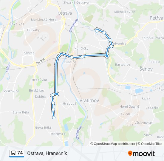 Автобус 74: карта маршрута