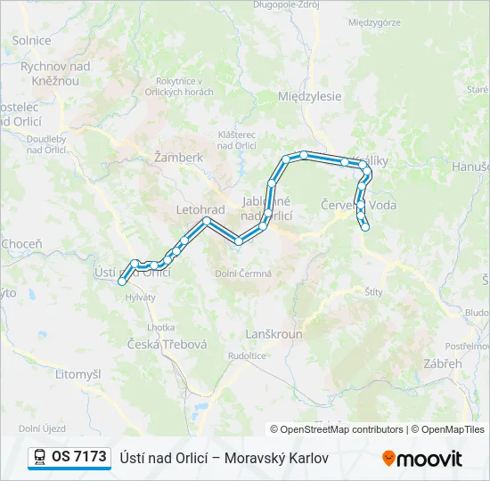 Поезд OS 7173: карта маршрута