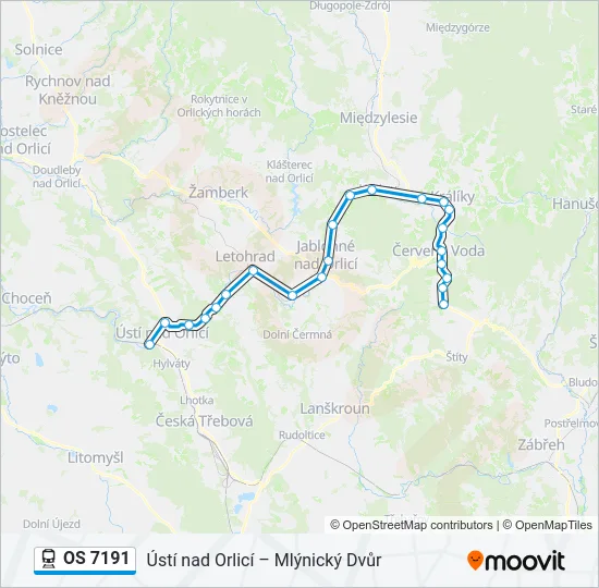 OS 7191 vlak Mapa linky