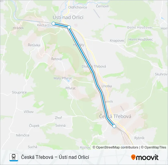OS 20501 vlak Mapa linky