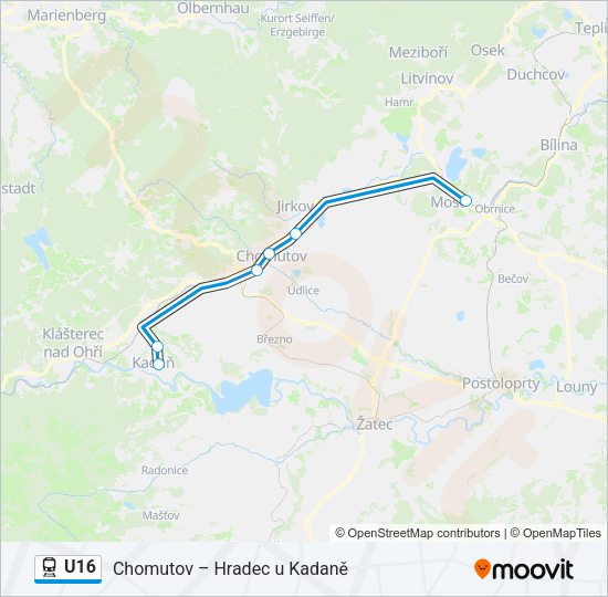 Поезд U16: карта маршрута