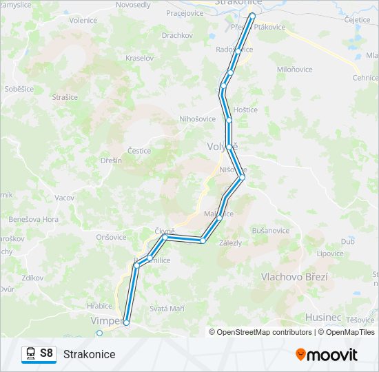 Поезд S8: карта маршрута