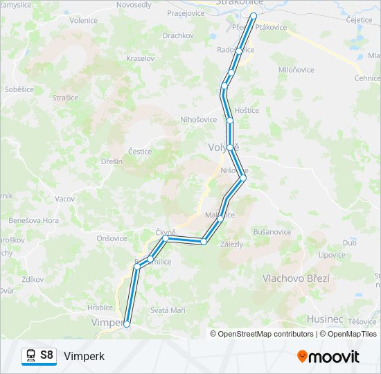 Поезд S8: карта маршрута
