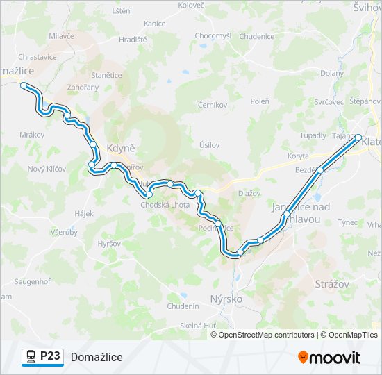 Поезд P23: карта маршрута