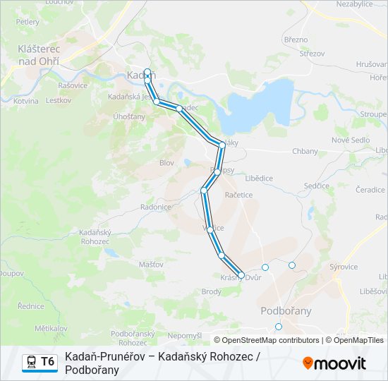 Поезд T6: карта маршрута