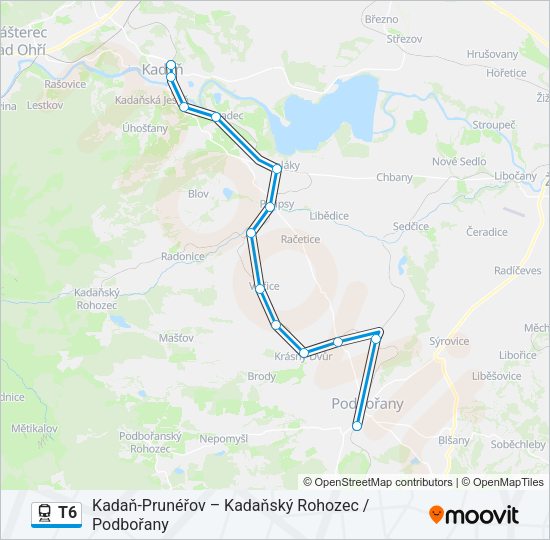 Поезд T6: карта маршрута