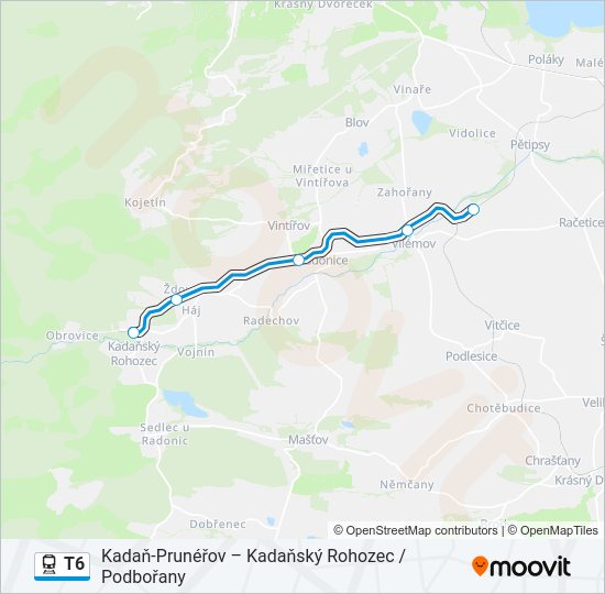 Поезд T6: карта маршрута