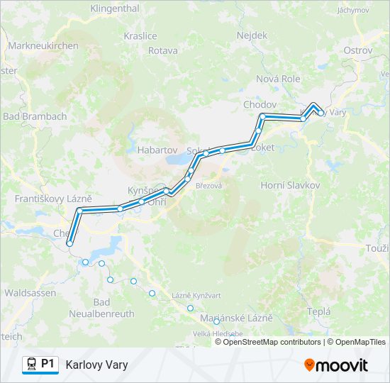 Поезд P1: карта маршрута