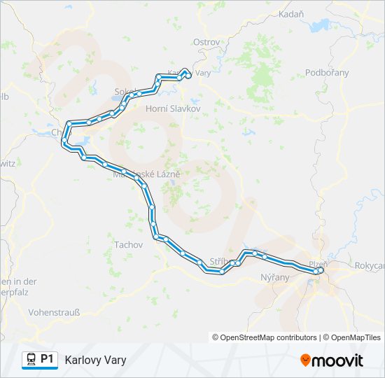 Поезд P1: карта маршрута