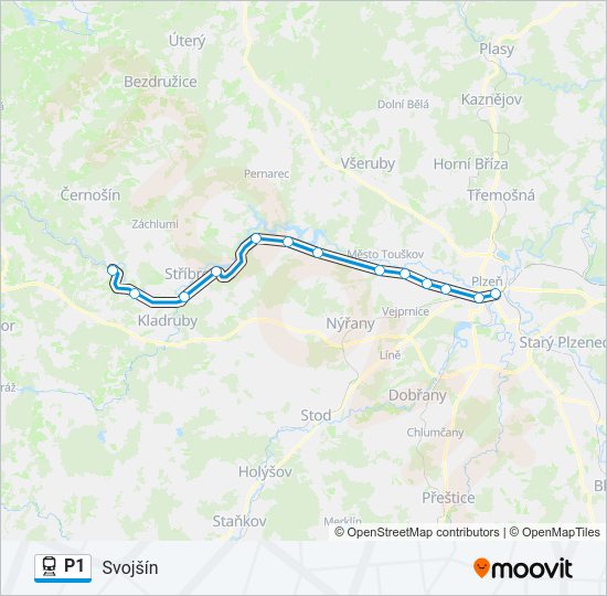 Поезд P1: карта маршрута