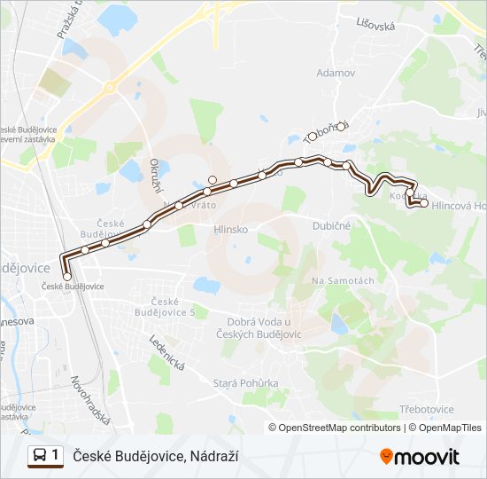 Автобус 1: карта маршрута