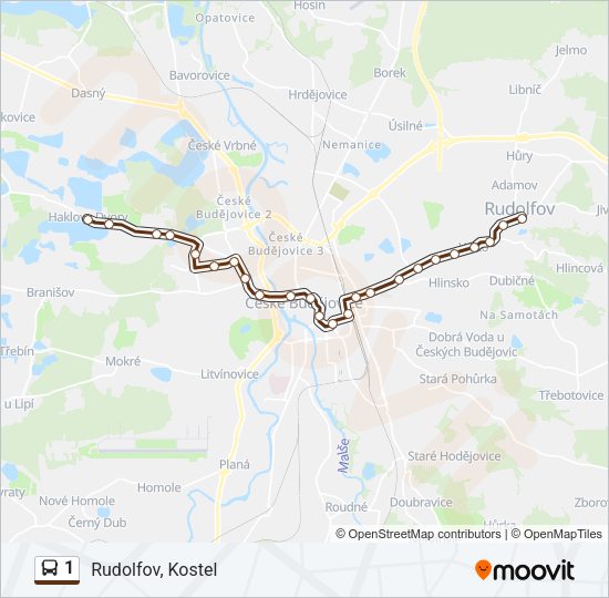 Автобус 1: карта маршрута