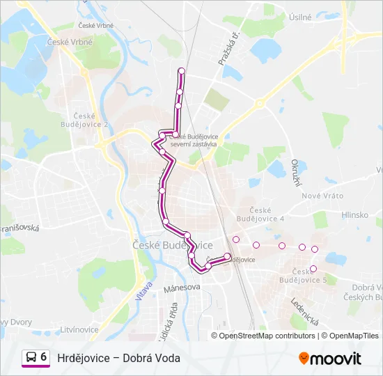 6 autobus Mapa linky