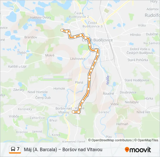 7 autobus Mapa linky