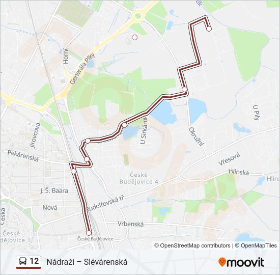 Автобус 12: карта маршрута