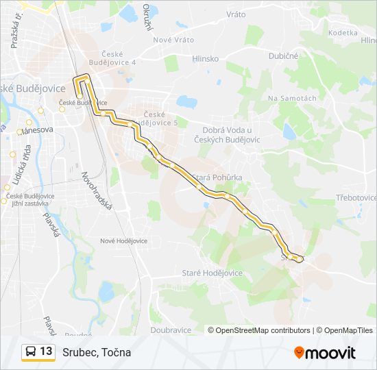 Автобус 13: карта маршрута
