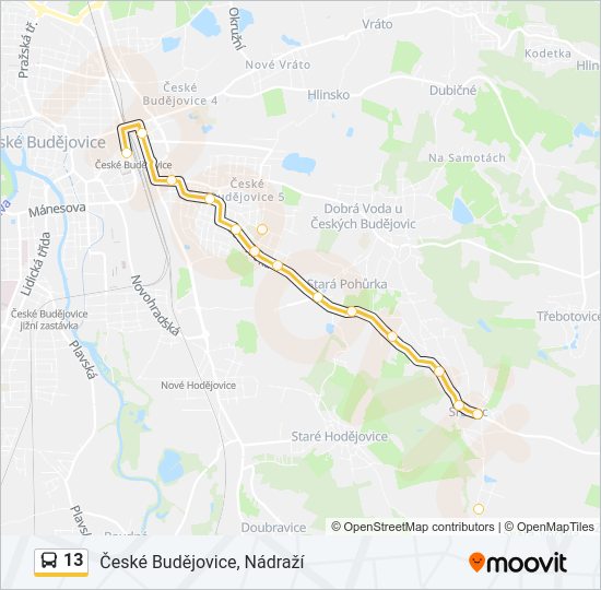 Автобус 13: карта маршрута