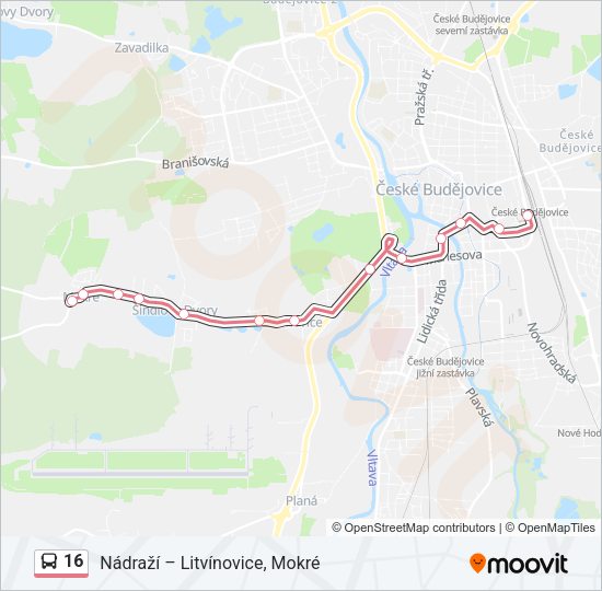 Автобус 16: карта маршрута