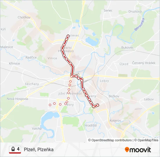 Трамвай 4: карта маршрута
