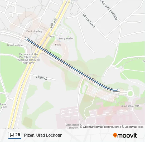 Автобус 25: карта маршрута