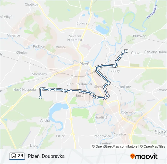 Автобус 29: карта маршрута