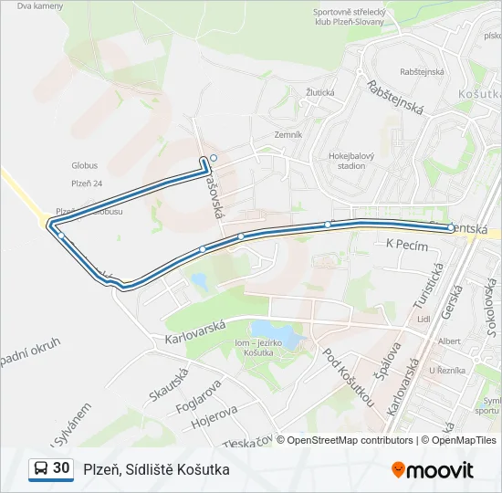 Автобус 30: карта маршрута
