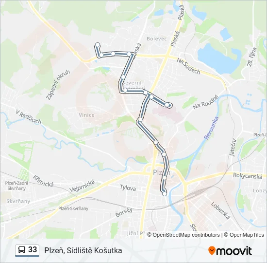 Автобус 33: карта маршрута