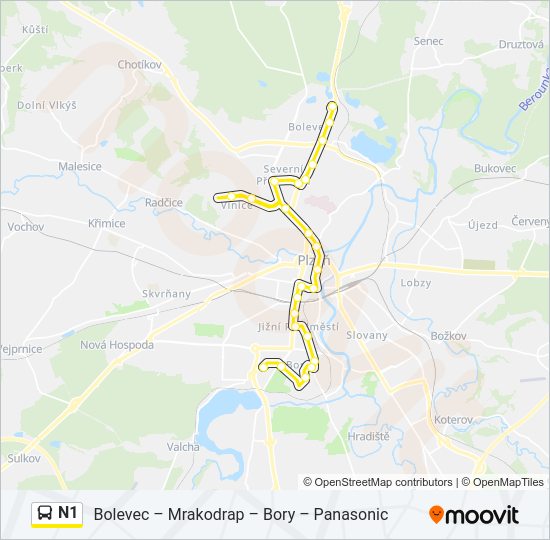Автобус N1: карта маршрута