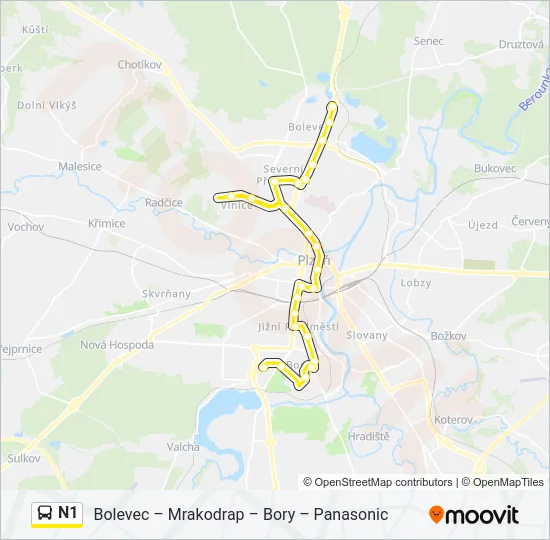 N1 Bus Line Map