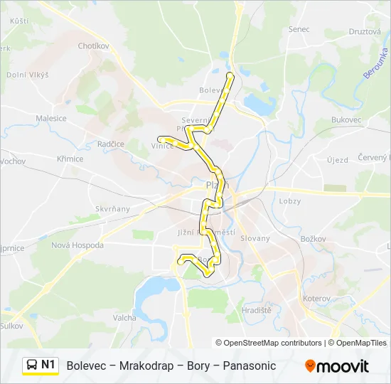 Автобус N1: карта маршрута