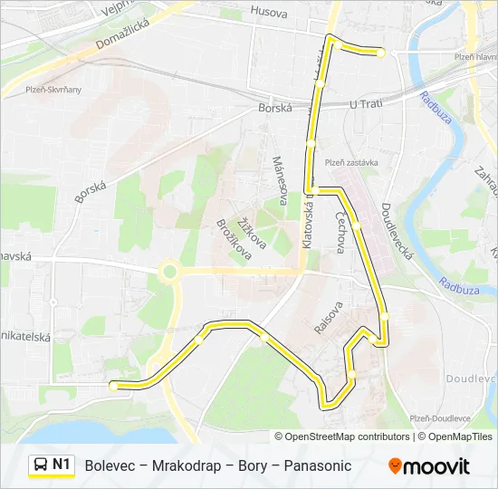 Автобус N1: карта маршрута