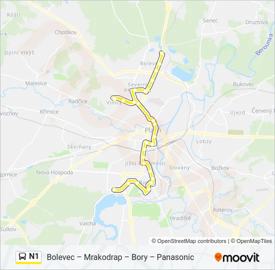 Автобус N1: карта маршрута