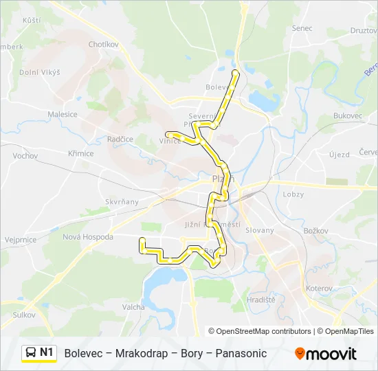 Автобус N1: карта маршрута