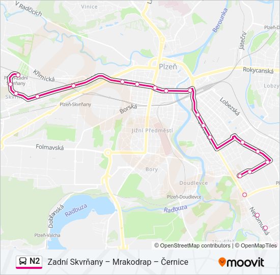 Автобус N2: карта маршрута