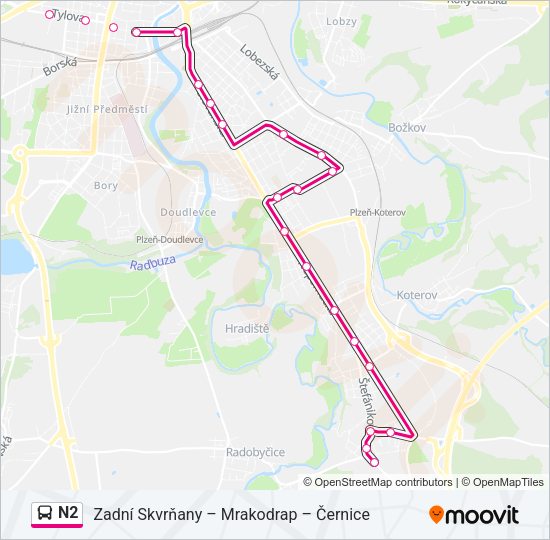 Автобус N2: карта маршрута