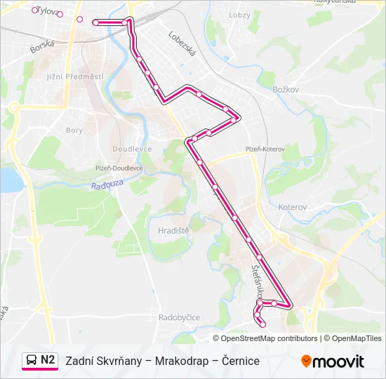 N2 Bus Line Map