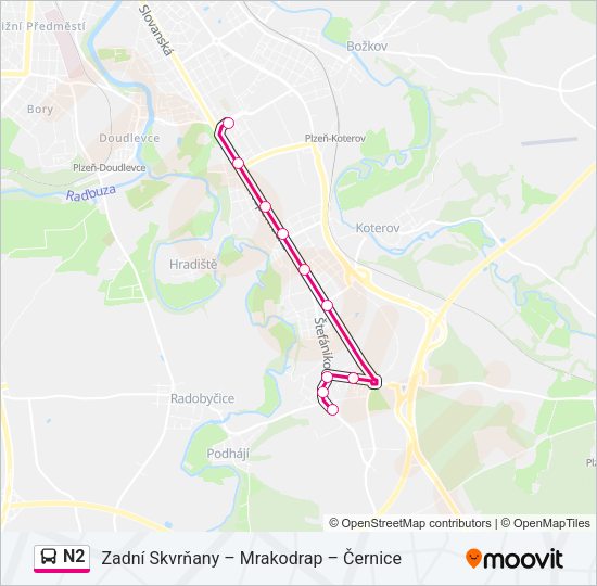 Автобус N2: карта маршрута