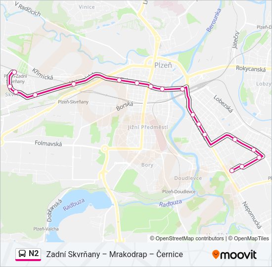 Автобус N2: карта маршрута