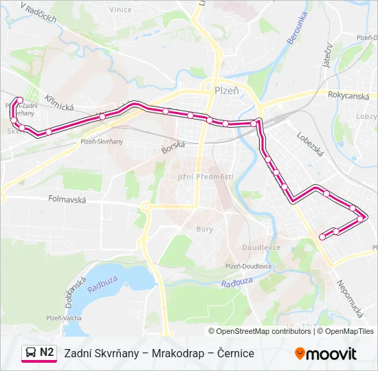 N2 Bus Line Map