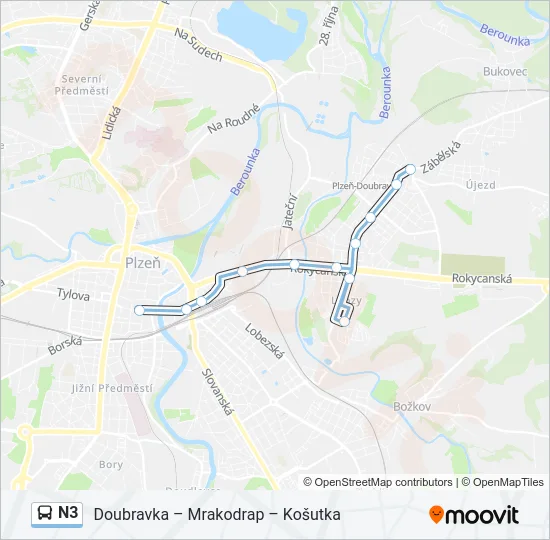 Автобус N3: карта маршрута