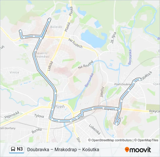 Автобус N3: карта маршрута