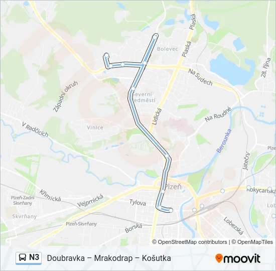 Автобус N3: карта маршрута