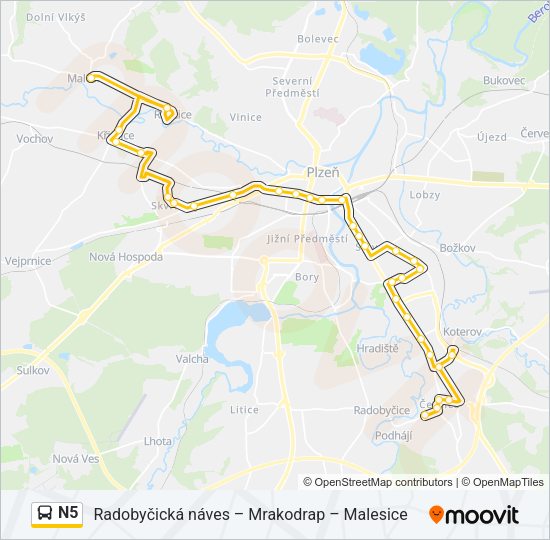 Автобус N5: карта маршрута