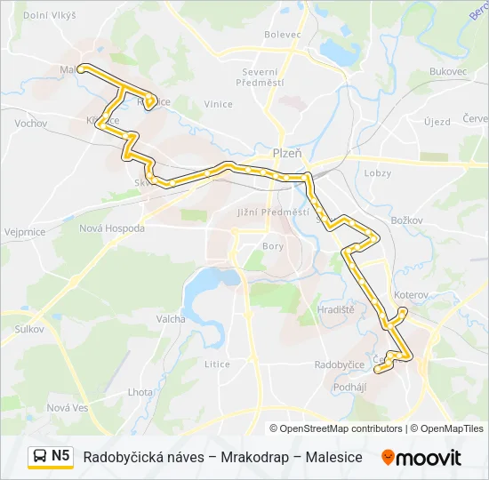 N5 Bus Line Map