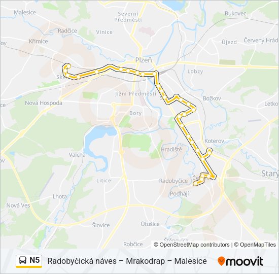Автобус N5: карта маршрута