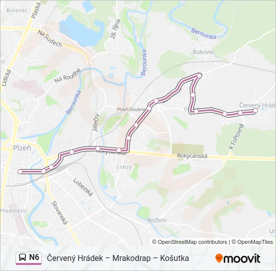 Автобус N6: карта маршрута