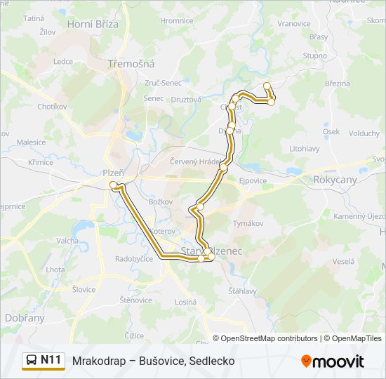 Автобус N11: карта маршрута
