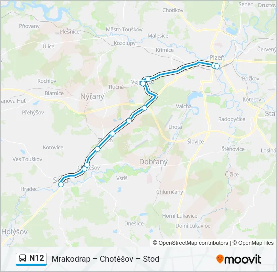 Автобус N12: карта маршрута