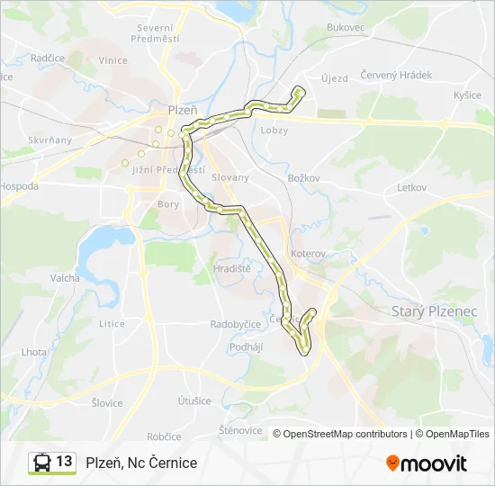 Троллейбус 13: карта маршрута